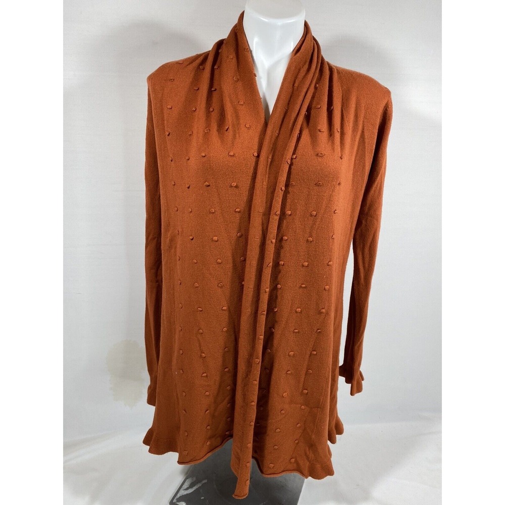 Lapis Womens Small Brown Embroidered Open Front Sweater Shawl